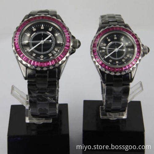 Ceramic Couple Watch with Czech Stones, Japan Movement, Various Colors are Available